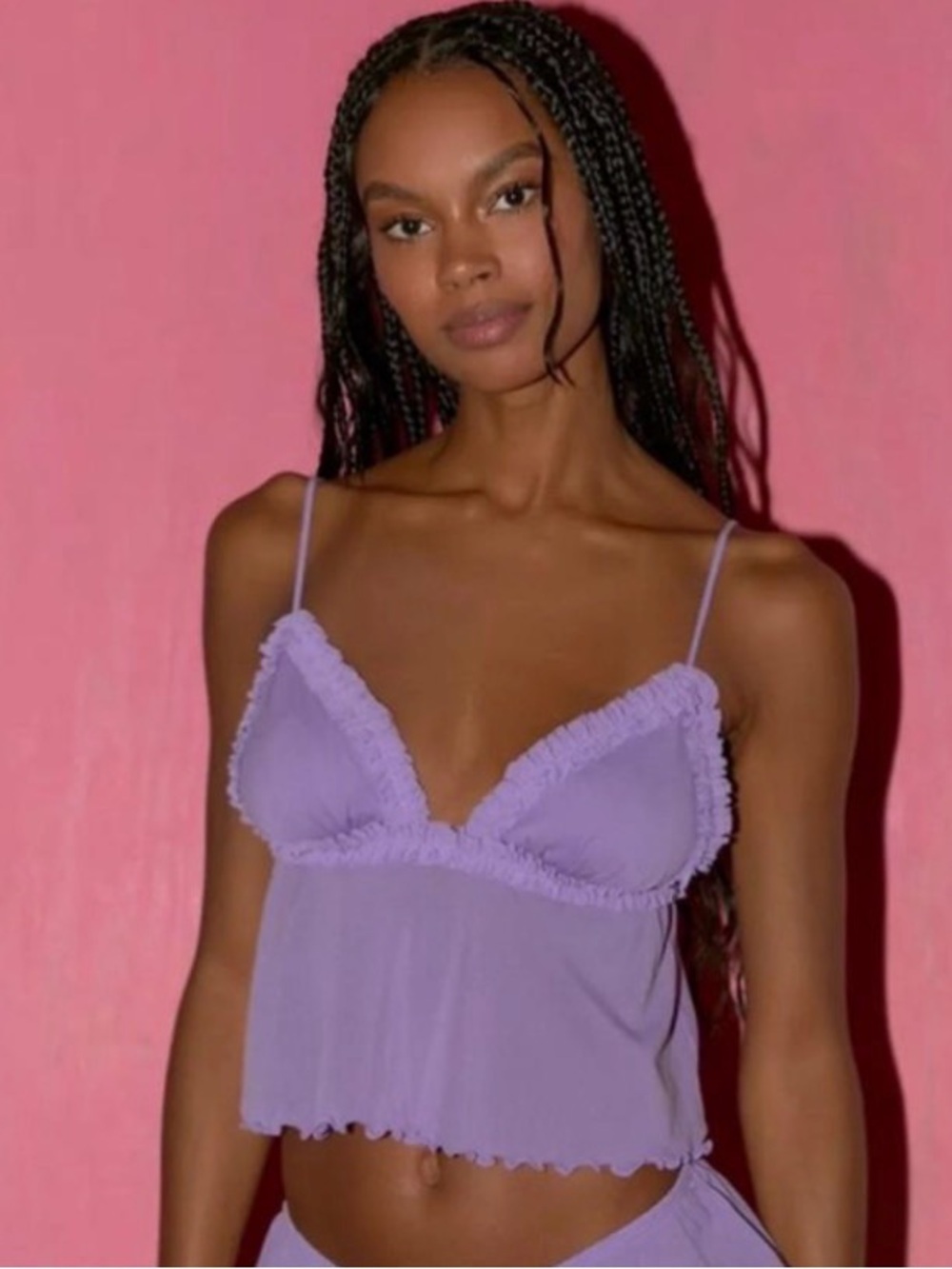 Urban outfitters Lavender Ruffle-Trim Camisole Top